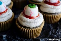 Spooky Black Sesame Eyeball Cupcakes for Halloween