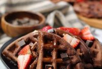 Strawberry Waffles with Dark Chocolate Chunks