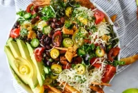 Crunchy Taco Kale Salad Recipe with Avocado & Lime Dressing