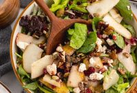 Pomegranate, Pear & Candied Pepita Salad with Citrus Vinaigrette