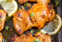 Crispy Lemon Garlic Baked Chicken Thighs with Herb Pan Sauce