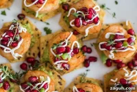 Mini Shrimp Tostadas with Pomegranate Salsa — Flavorful Party Bites