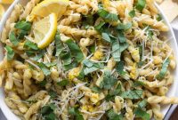 Lemon Basil Pasta Salad with Creamy Dressing and Fresh Herbs