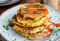 Crispy Spicy Vegetable Pancakes with Tangy Dipping Sauce