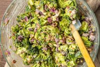 Crunchy Broccoli Salad with Bacon and Creamy Parmesan Dressing