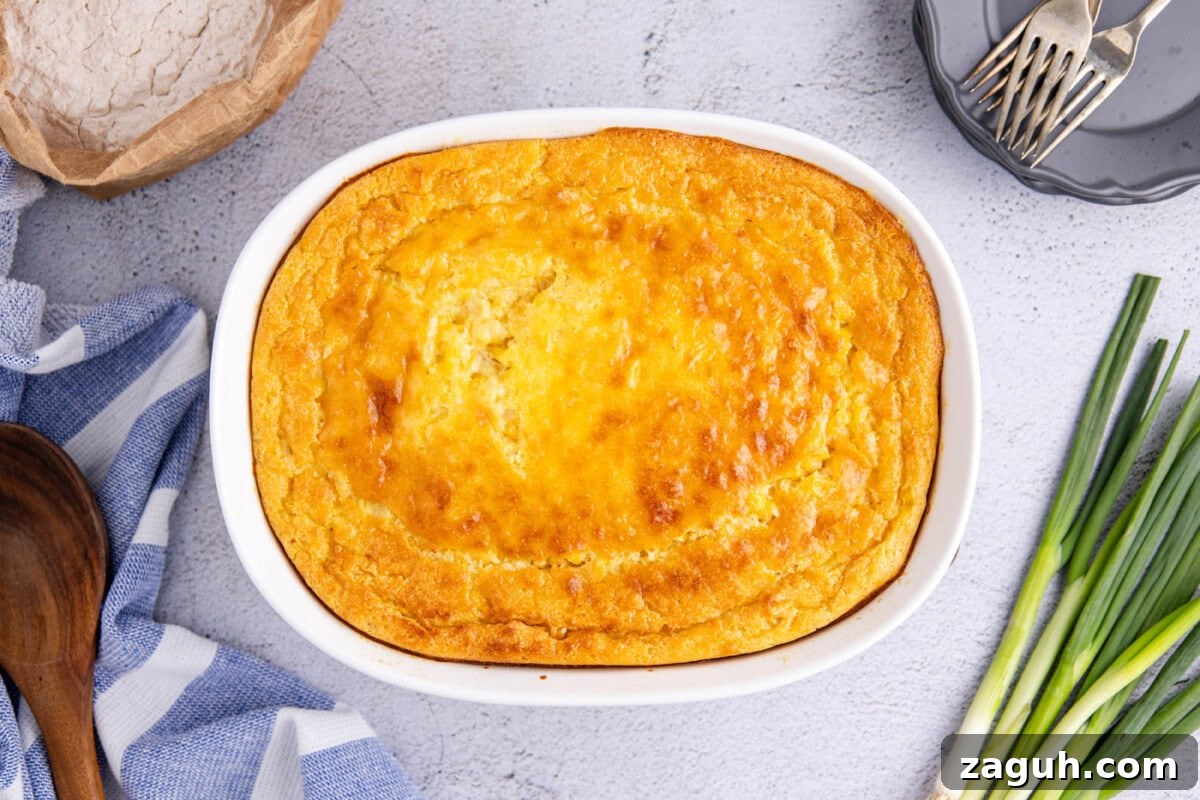 Creamy Southern-Style Corn Pudding Recipe 10 baked corn pudding in a casserole dish