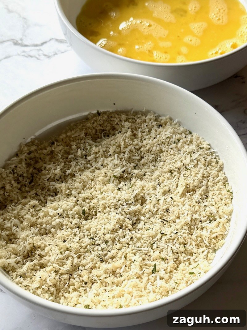 25-Minute Chicken Parmesan Recipe for Busy Family Dinners 5 Bread crumb mixture mixed up for chicken parmesan.