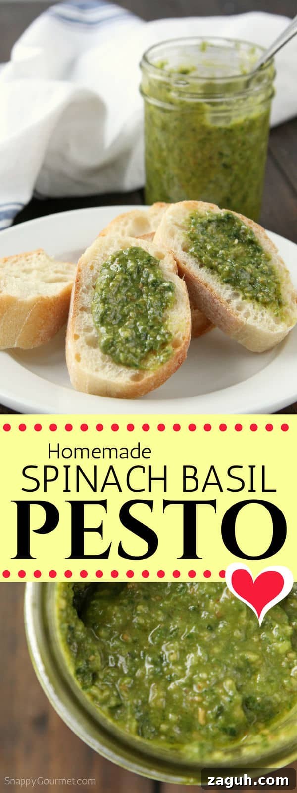 Spinach and Basil Pesto Recipe: Bright, Fresh Sauce for Pasta 9 collage of spinach basil pesto