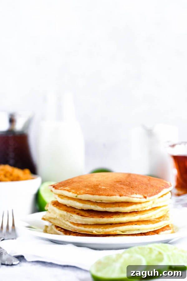 Stack of Key Lime Pie Pancakes key lime pancakes