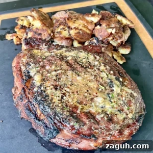Garlic Parmesan Ribeye Steaks with Crispy Roasted Garlic Crust 3 roasted steaks