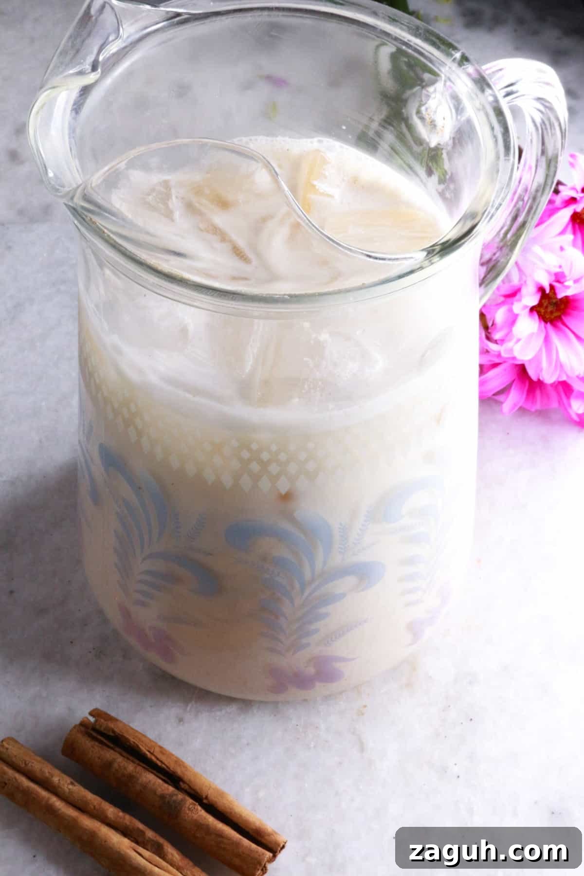 Refreshing Horchata Agua Fresca Recipe: Traditional Mexican Rice Drink 9 A pitcher with agua de horchata