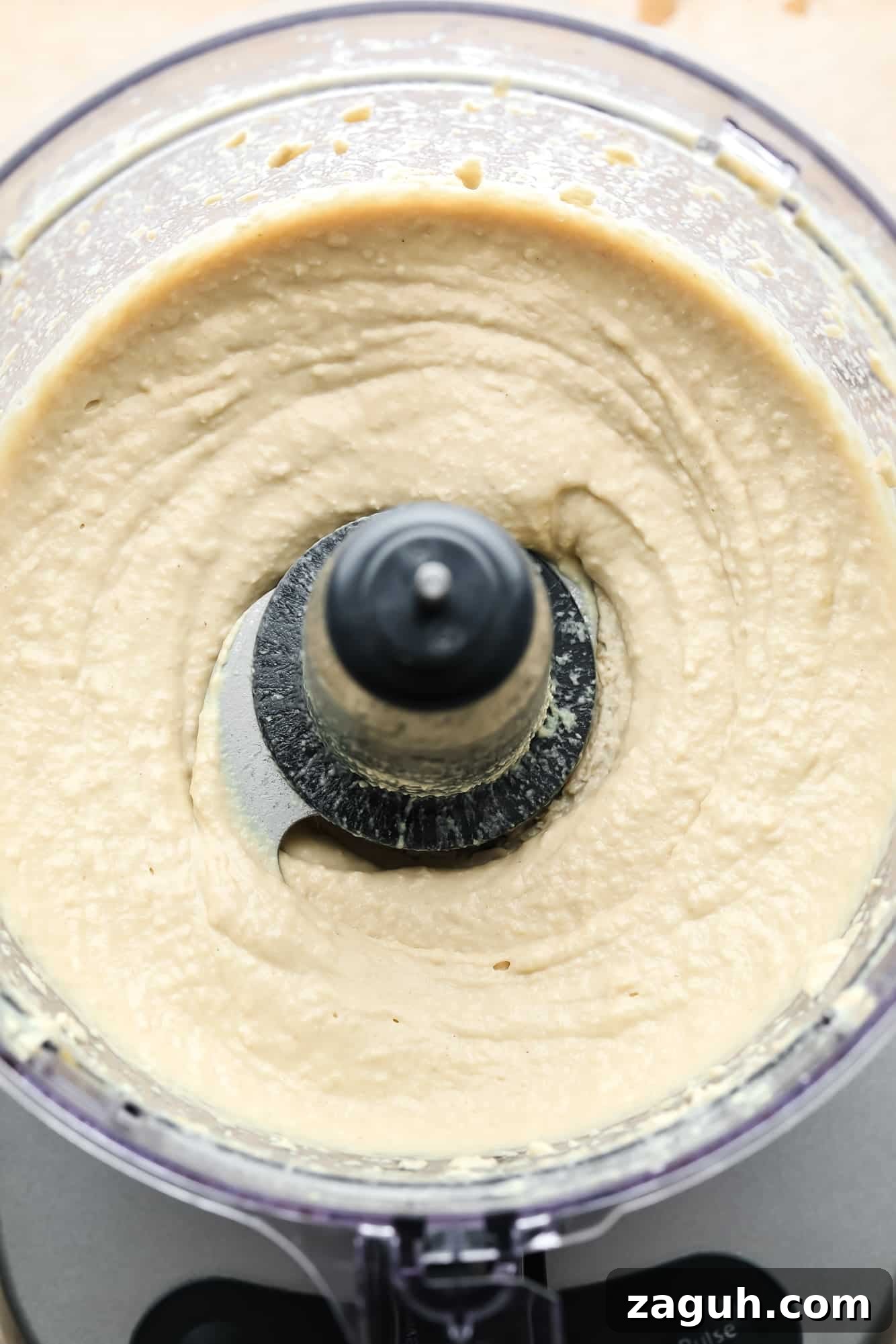 blended hummus in a food processor.