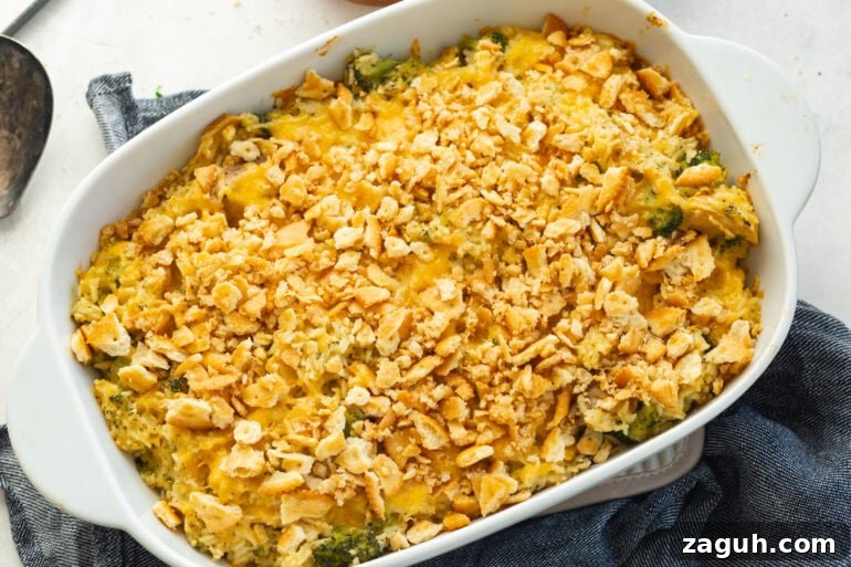 Simple Chicken, Broccoli and Rice Casserole Recipe 4 a baked chicken broccoli casserole with rice and topped with a golden buttery ritz cracker topping