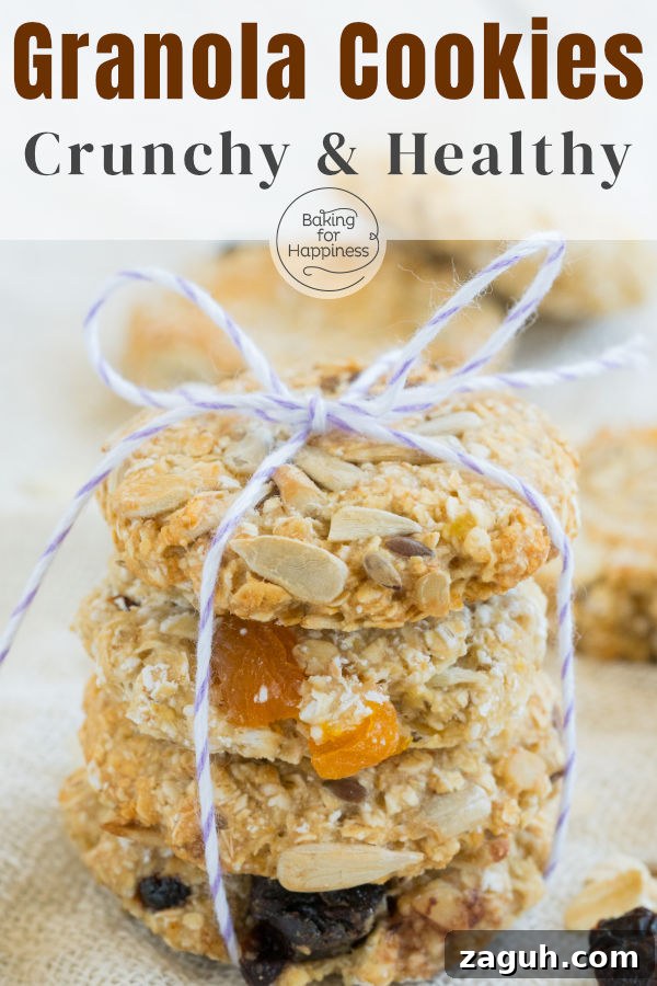 Vegan Crunchy Granola Cookies Recipe for Homemade Snacks 7 These delicious healthy granola cookies are real soul food for young and old: lightning fast, healthy, low-fat & vegan.
