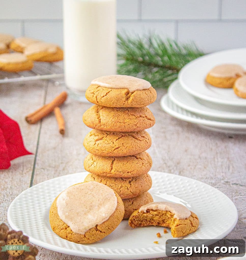 Iced Ginger Molasses Cookies Recipe for Soft, Chewy Cookies 2 stack of iced ginger molasses cookies