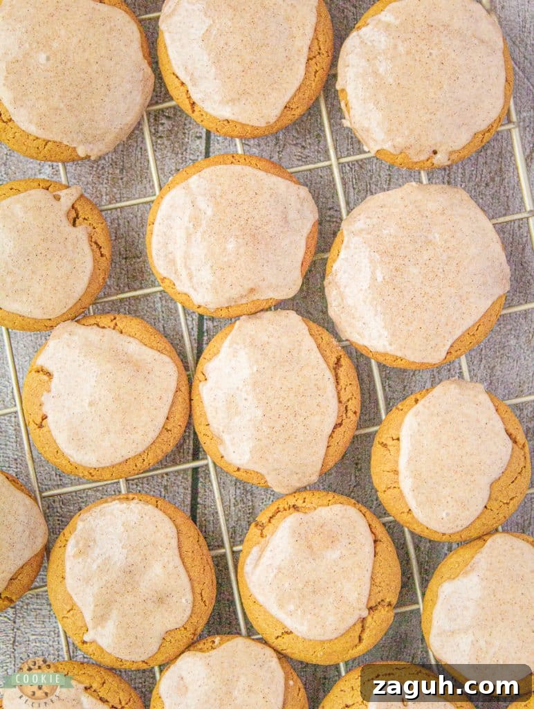 Iced Ginger Molasses Cookies Recipe for Soft, Chewy Cookies 6 ginger molasses cookies on a cooling rack