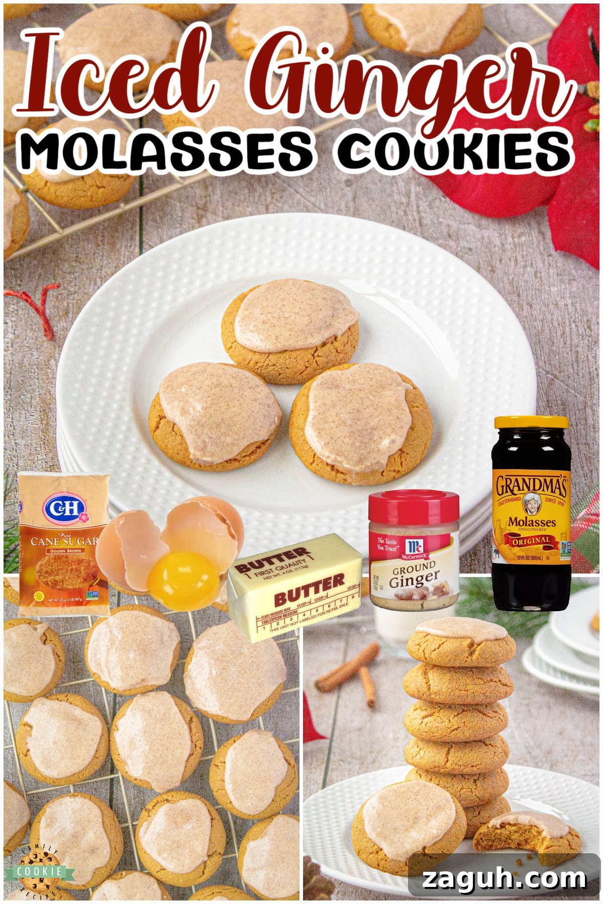 Iced Ginger Molasses Cookies Recipe for Soft, Chewy Cookies 8 Iced Ginger Molasses Cookies are soft, chewy, & perfectly spiced! Molasses ginger cookies topped with warm cinnamon icing everyone loves!