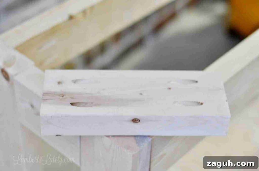 DIY Console Table Plans: Step-by-Step Build Guide and Dimensions 10 small piece of wood with four pocket holes in the corners.