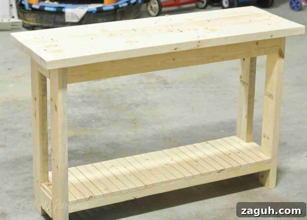 DIY Console Table Plans: Step-by-Step Build Guide and Dimensions 12 console table before painting or staining.