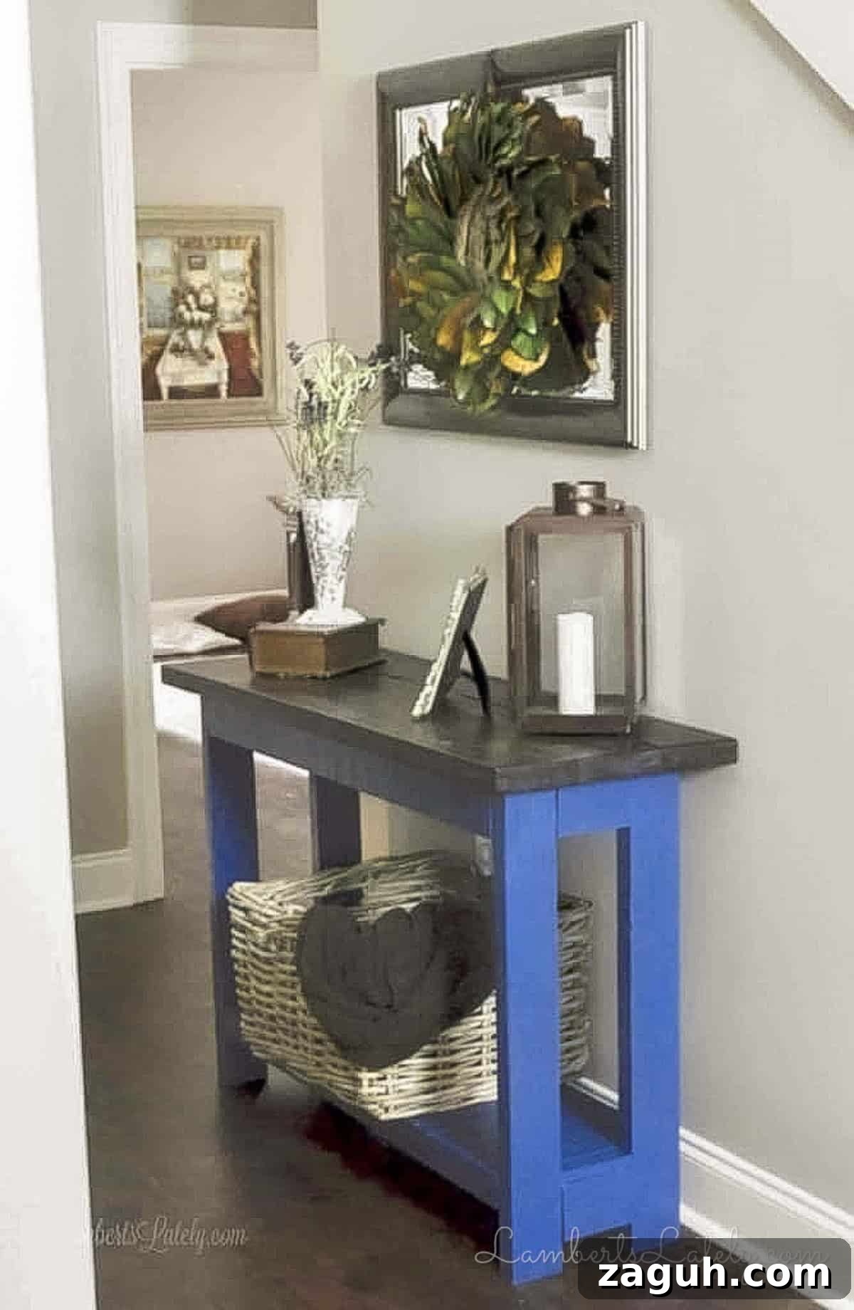 DIY Console Table Plans: Step-by-Step Build Guide and Dimensions 3 console table, decorated in an entryway.