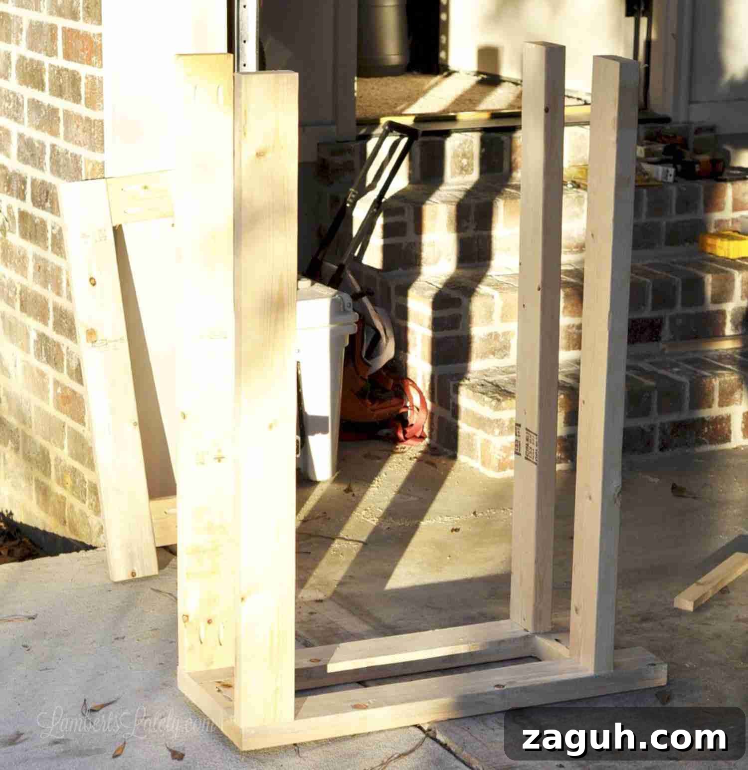 DIY Console Table Plans: Step-by-Step Build Guide and Dimensions 8 table being assembled.