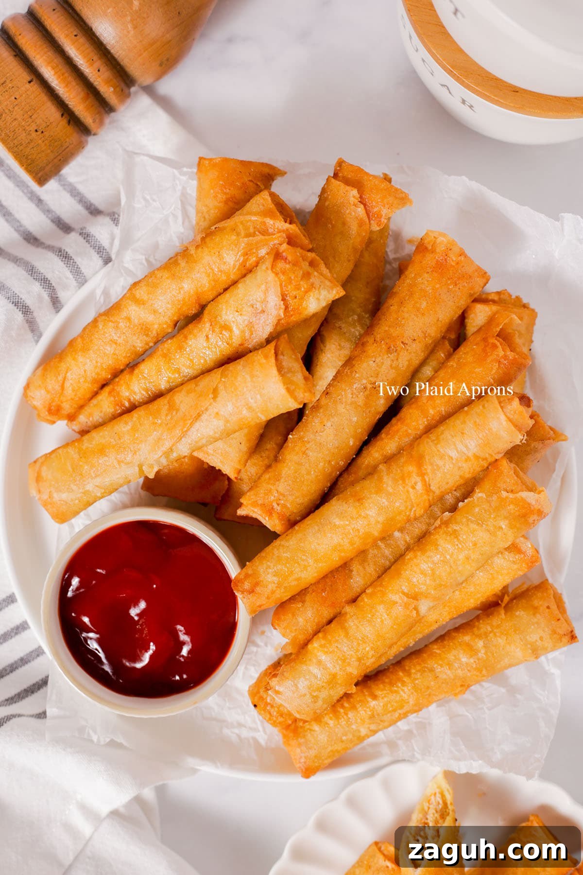 Filipino Lumpia: Classic Crispy Spring Rolls Recipe 3 Far top down shot of the lumpia.