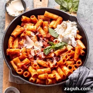 Chorizo pasta with mozzarella.