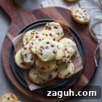 Cranberry Orange Shortbread Cookies (Egg-Free) 11 cropped up image of cookies placed in a plate