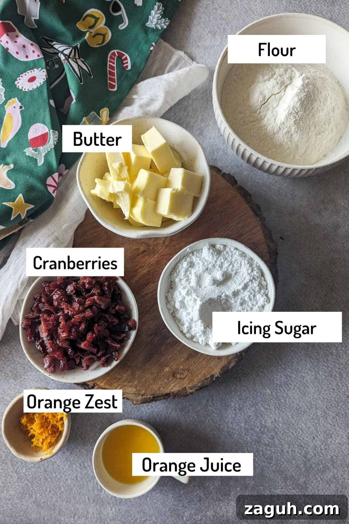 Cranberry Orange Shortbread Cookies (Egg-Free) 3 ingredients needed to make cranberry orange shortbread cookies