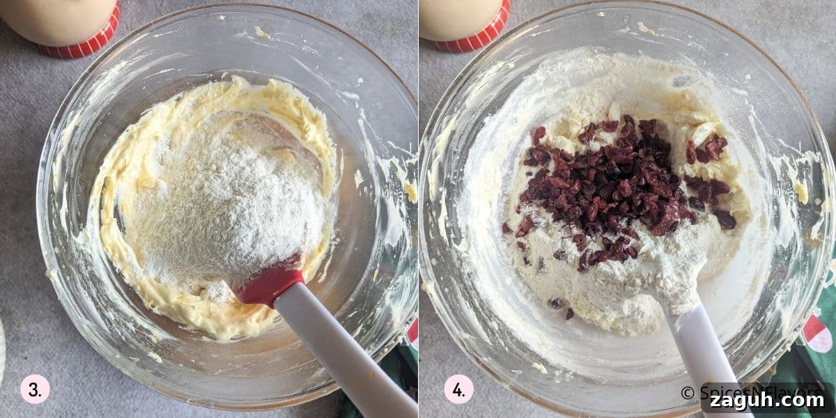 Cranberry Orange Shortbread Cookies (Egg-Free) 5 folding dry ingredients and cranberries