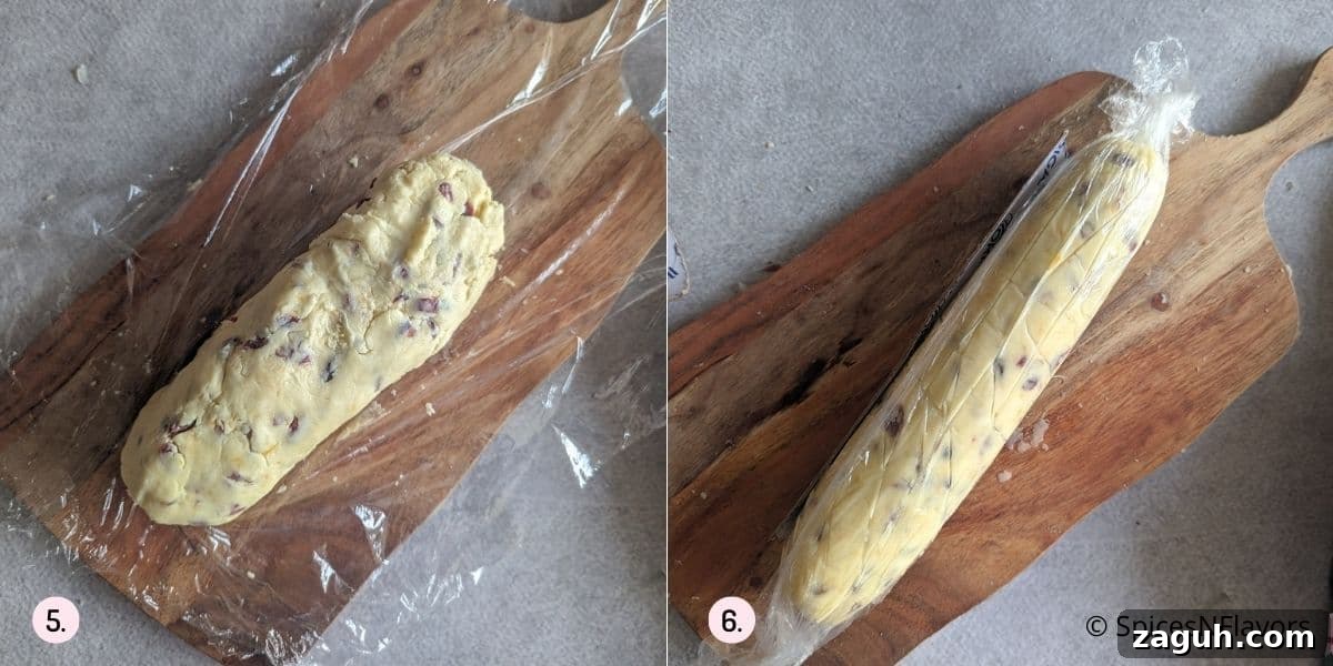 Cranberry Orange Shortbread Cookies (Egg-Free) 6 cling wrap and chill the dough