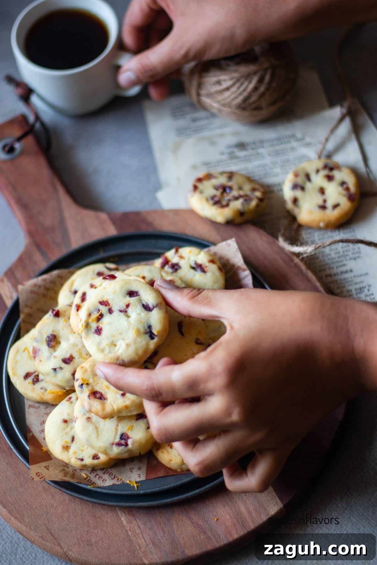 Cranberry Orange Shortbread Cookies (Egg-Free) 10 picking up cranberry and orange cookies