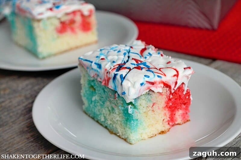 This Red, White & Blue Poke Cake is an easy patriotic dessert that will wow your friends and family!