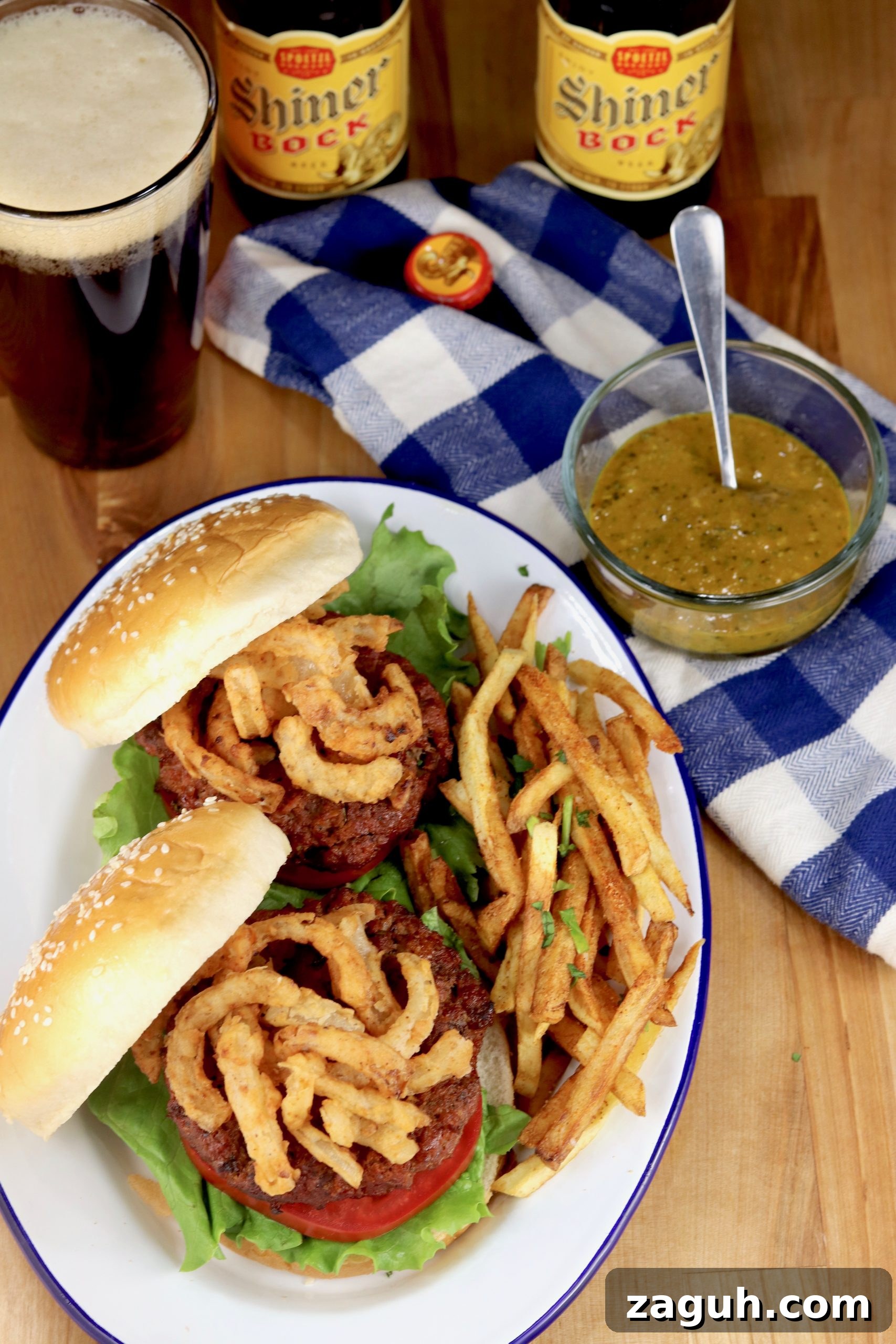 Mustard BBQ Sauce with crispy onions