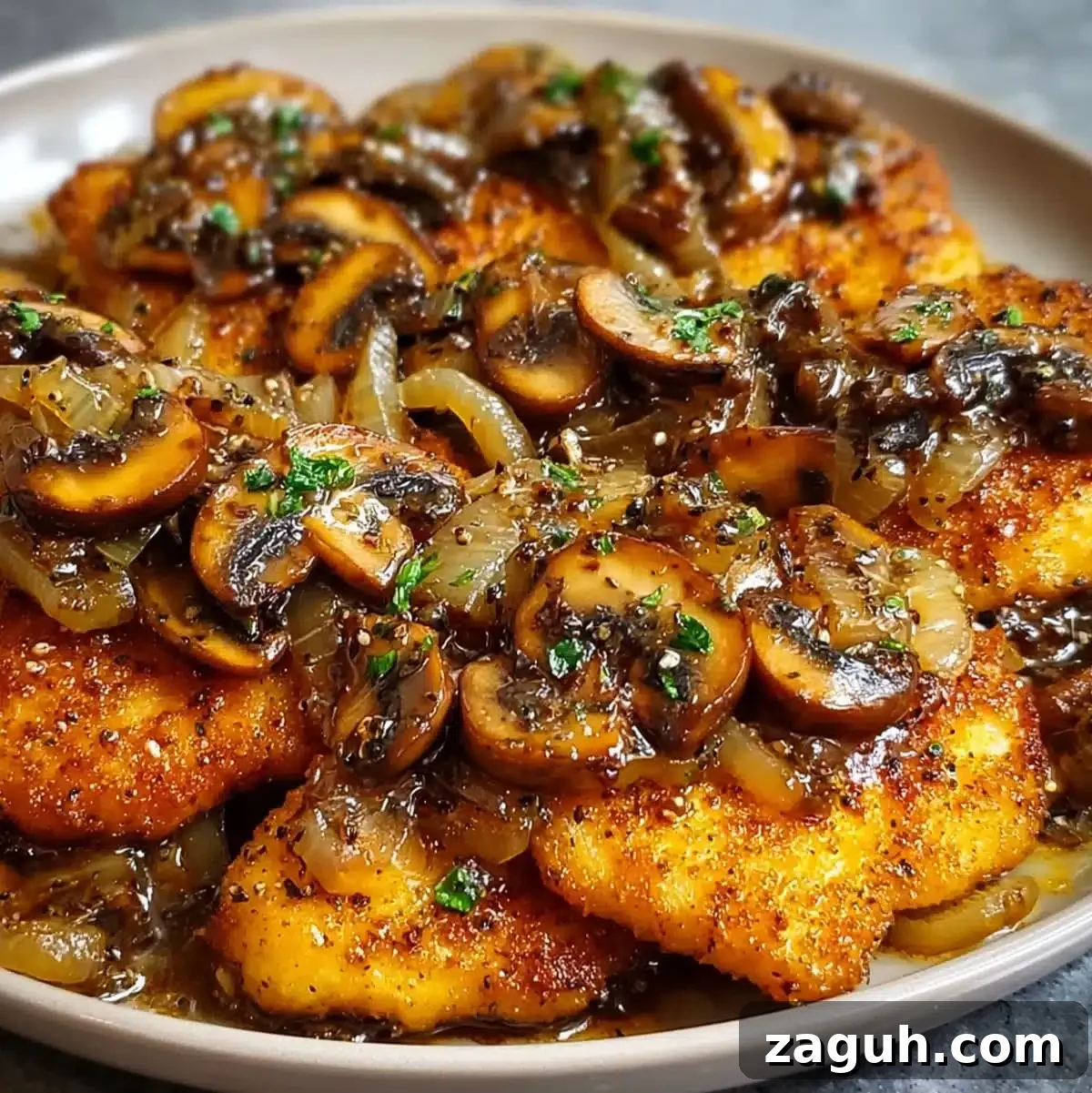 25-Minute Black Pepper Chicken with Mushrooms Dinner Recipe 4 Plate of golden Black Pepper Chicken with sliced mushrooms in pepper sauce