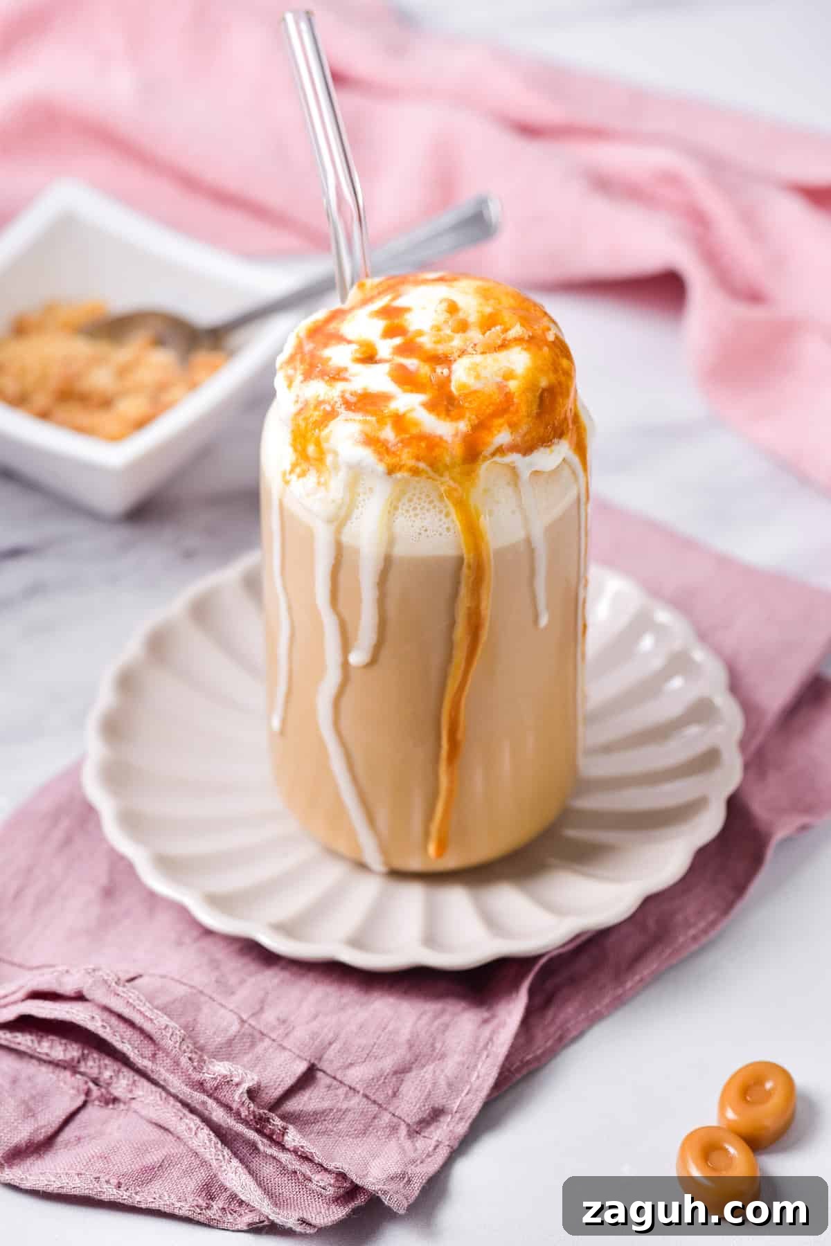 Caramel Ribbon Crunch Frappuccino: Starbucks Copycat Recipe 2 starbucks copycat caramel ribbon crunch cappuccino