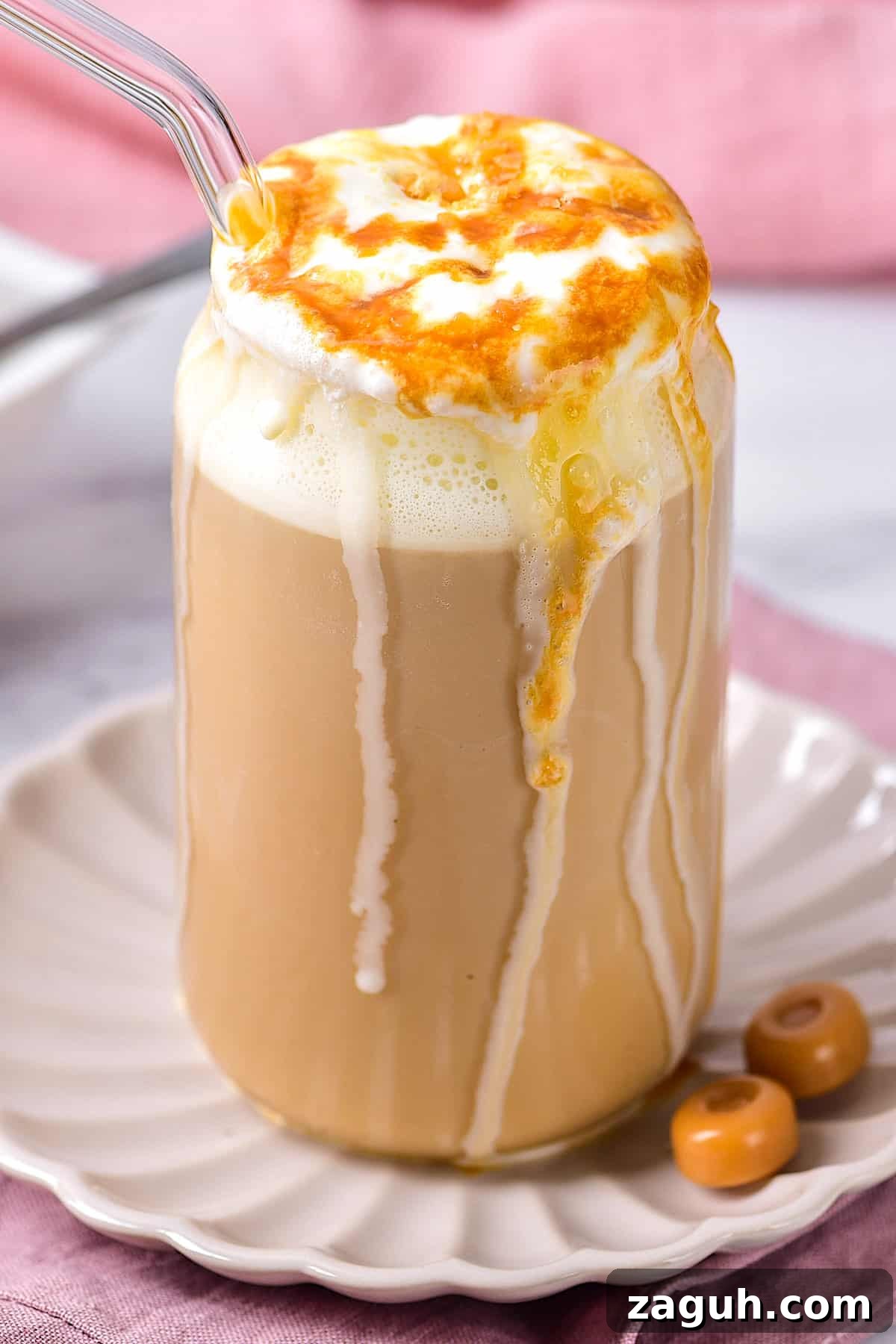 Caramel Ribbon Crunch Frappuccino: Starbucks Copycat Recipe 8 the completed starbucks caramel crunch frappuccino recipe