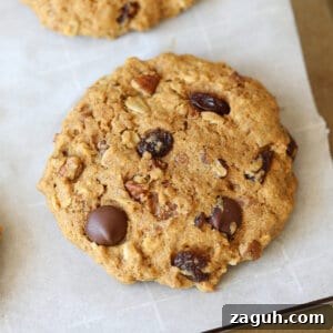 Protein-Packed Breakfast Cookies for Busy Mornings 6 overhead large breakfast cookie on parchment paper