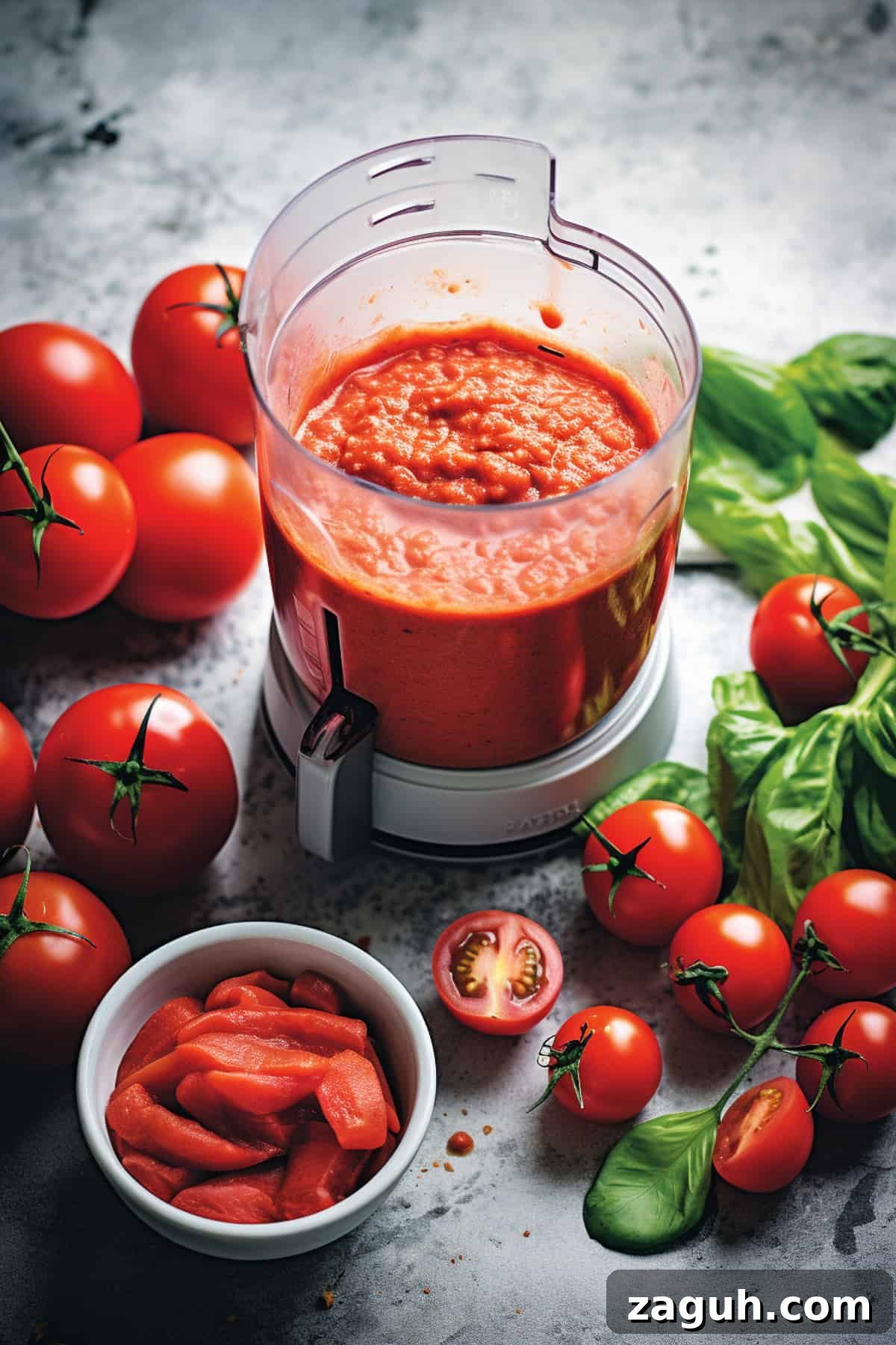 Authentic Pomodoro Sauce Recipe for Fresh Homemade Pasta 4 Blended tomatoes for pomodoro sauce.