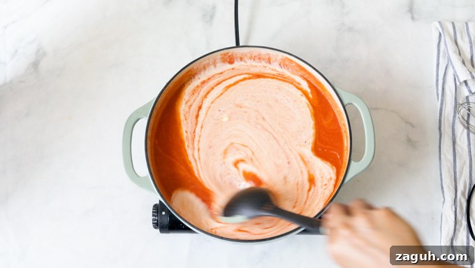Creamy Tomato Bisque Recipe: Smooth, Rich, and Quick to Make 11 A pot of tomato soup with heavy cream