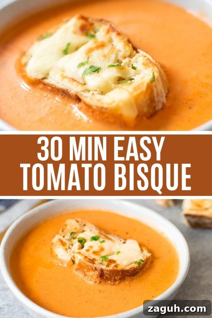 Creamy Tomato Bisque Recipe: Smooth, Rich, and Quick to Make 15 Tomato bisque pinterest pin