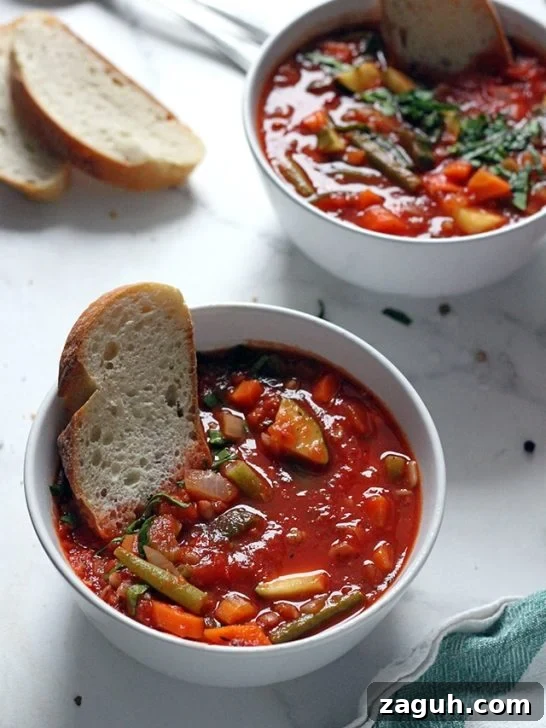 21 Cozy Vegan Comfort Recipes for Every Craving 4 Vegan Minestrone Soup in a Bowl Closeup