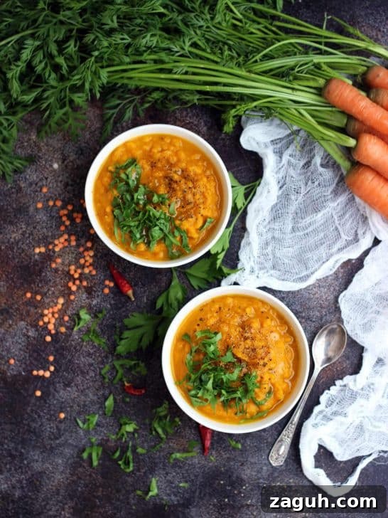 21 Cozy Vegan Comfort Recipes for Every Craving 7 Vegan Roasted Carrot Soup with Lentils