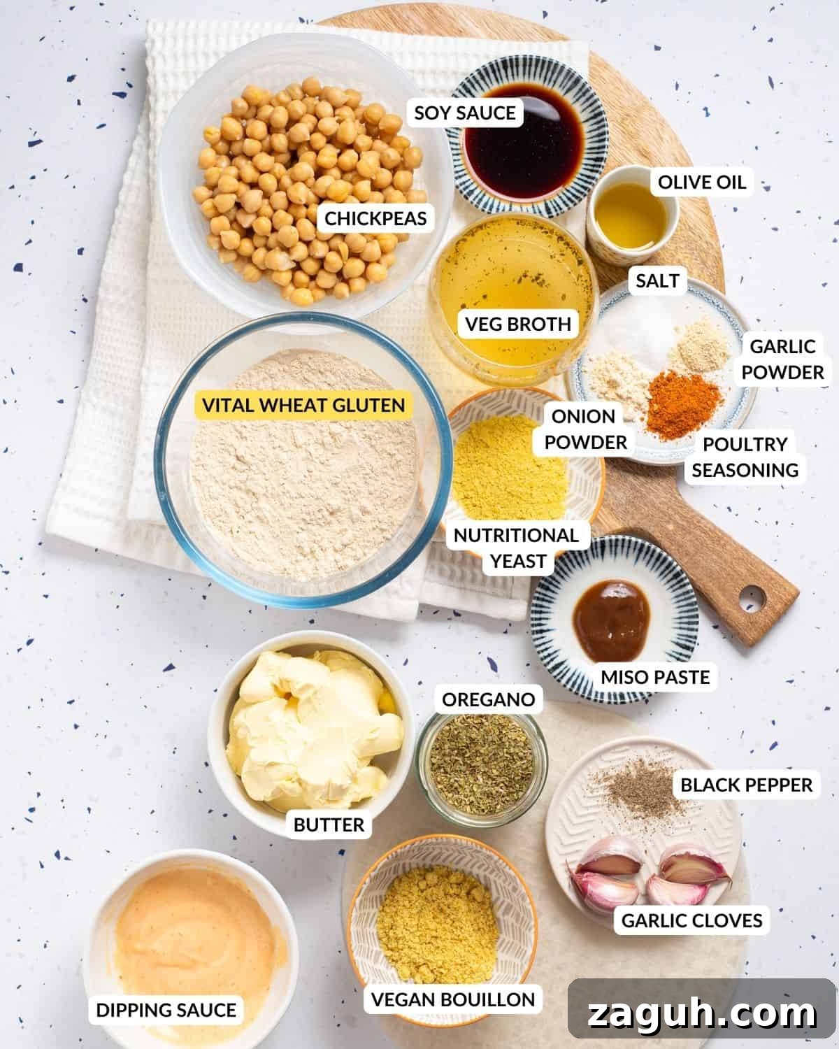 Labeled ingredient list for Vegan Drumsticks - check recipe card for details!
