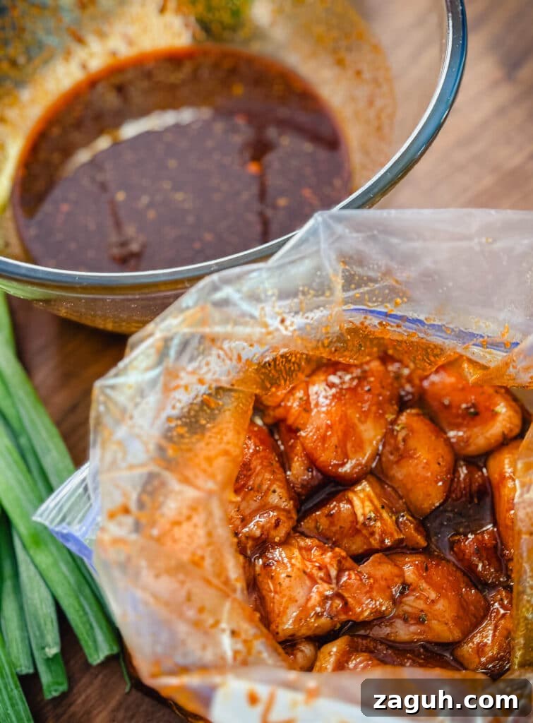 Peruvian-Style Chicken Breast Skewers with Aji Marinade 10 chicken soaking in marinade