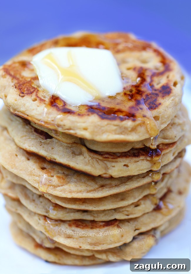Oatmeal Pancakes - 1/3 cup rolled oats, 1 cup milk of choice, 2 tsp vanilla extract, 1 tsp baking powder, 2 1/2 tsp...