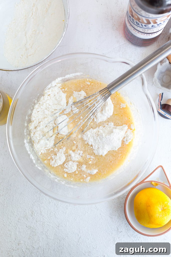 Mixing batter for Orange Aperitivo Olive Oil Cake