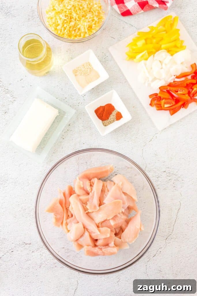 Cheesy Baked Chicken with Peppers Casserole Recipe 3 ingredients in baked chicken and peppers casserole