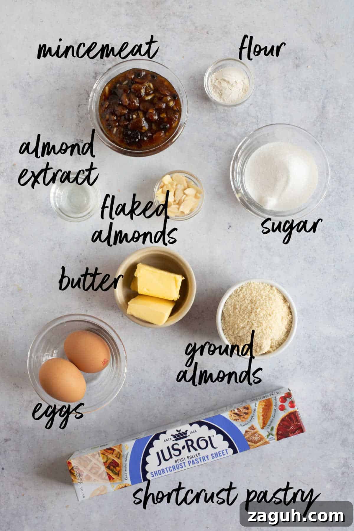 Frangipane Mince Pies Recipe: Classic Almond-Filled Holiday Pastries 3 Ingredients for frangipane mince pies.