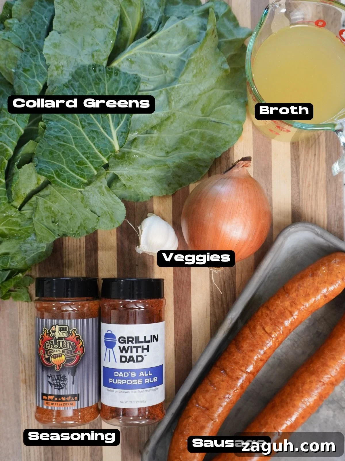 Savory Sausage and Slow-Simmered Collard Greens Recipe 3 Collard Greens and Sausage Ingredients.